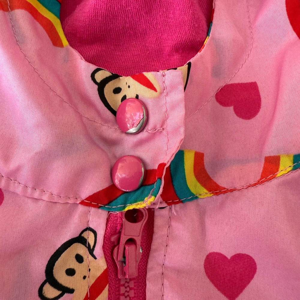 Kids Girls 3T Paul Frank Monkey Rainbows Pink Jacket Hooded Zip Up - Picture 3 of 6